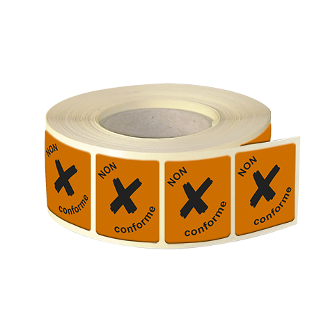 Etiquettes industries papier fluo orange adhésive autocollante