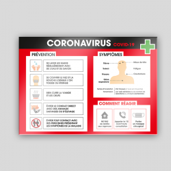 Etiquette adhésive autocollante - Panneaux A3 polyester blanc laminé "prévention coronavirus"